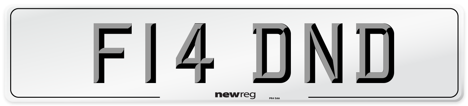 F14 DND Number Plate from New Reg